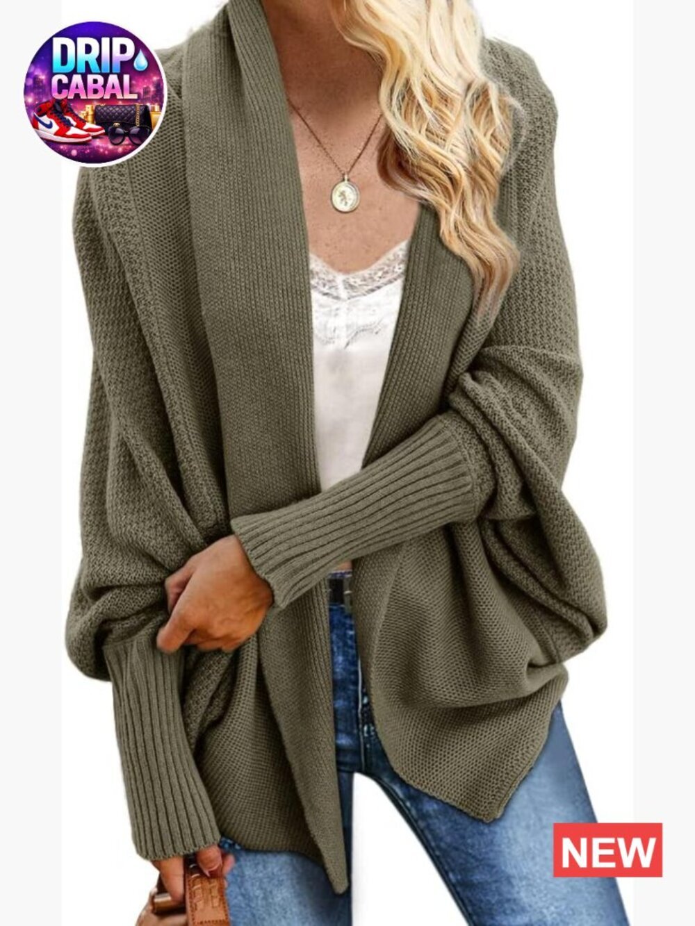 Oversized Batwing Cable Knit Cardigan Sweater Wrap